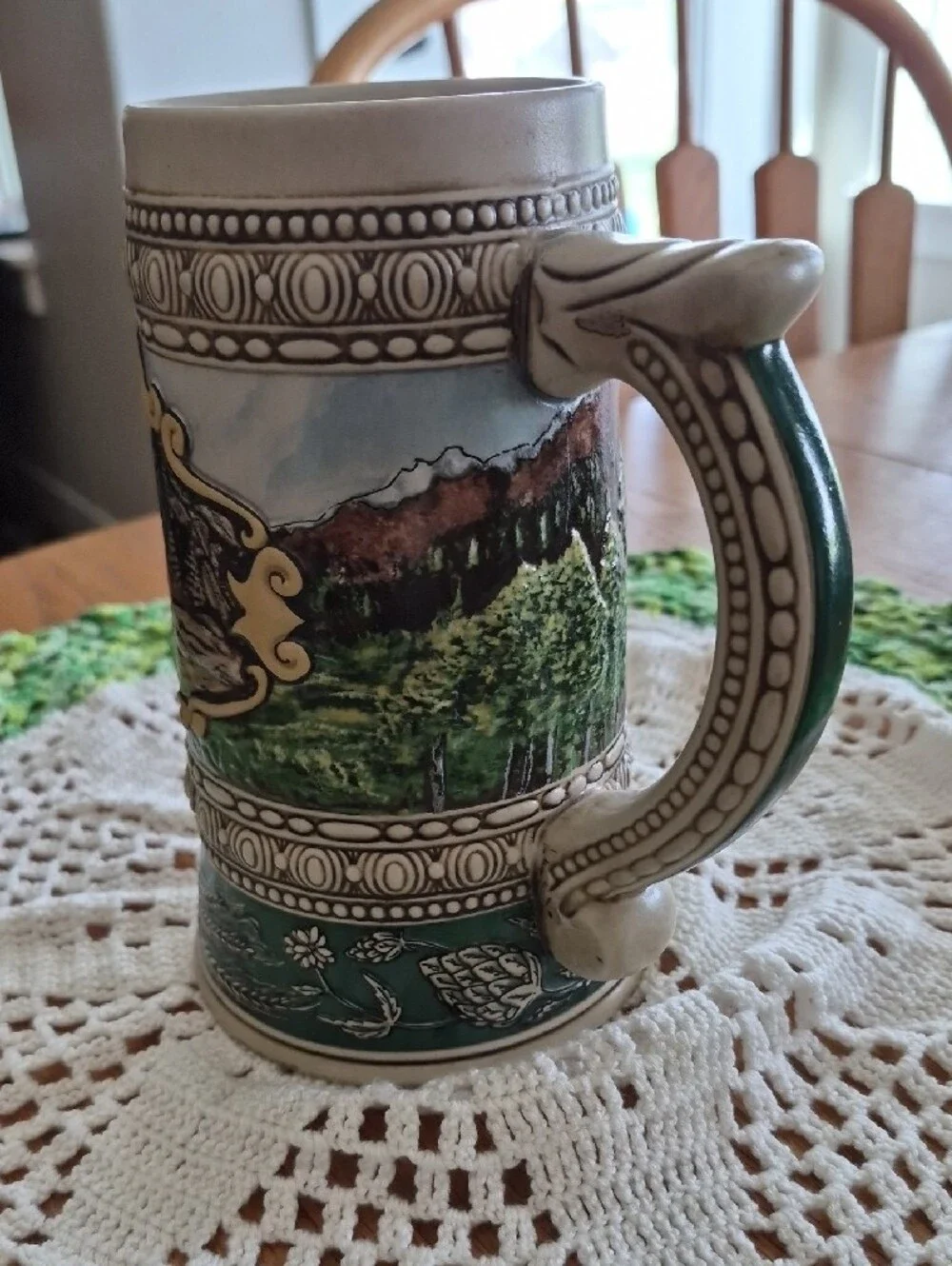 Coors Decorative Ceramic Beer Stein in Green and Cream